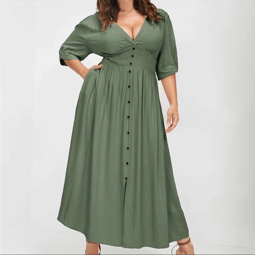 Bloomchic Green Short Sleeve Dress
